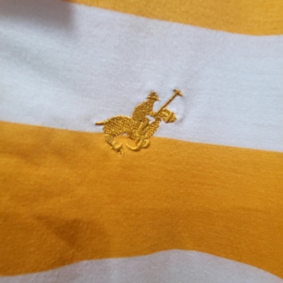 XL Cotton Blend Yellow White Stripes Men's Polo Golf Shirt Office Casual Party - Picture 5 of 7